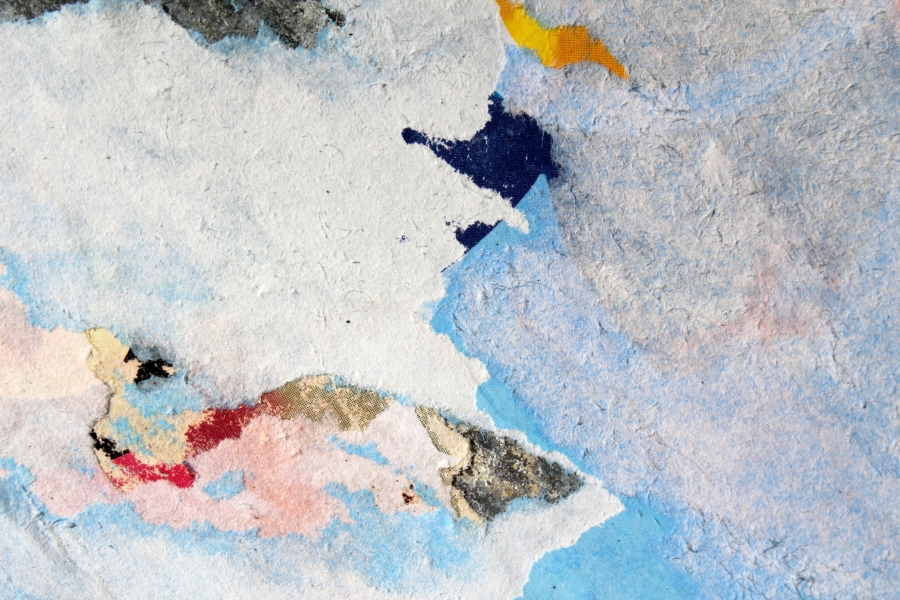 ROBERTO ALBORGHETTI LACER/ACTIONS ART - "IT SEEMED THAT THEY WERE KITES IN THE SKY", 87X57, CANVAS + MIXED MEDIA