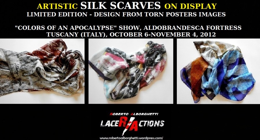 SILK SCARVES ON DISPLAY AT ROBERTO ALBORGHETTI SHOW